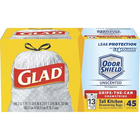 Glad 13 gal Trash Bags, 1 mm, White CLO78362